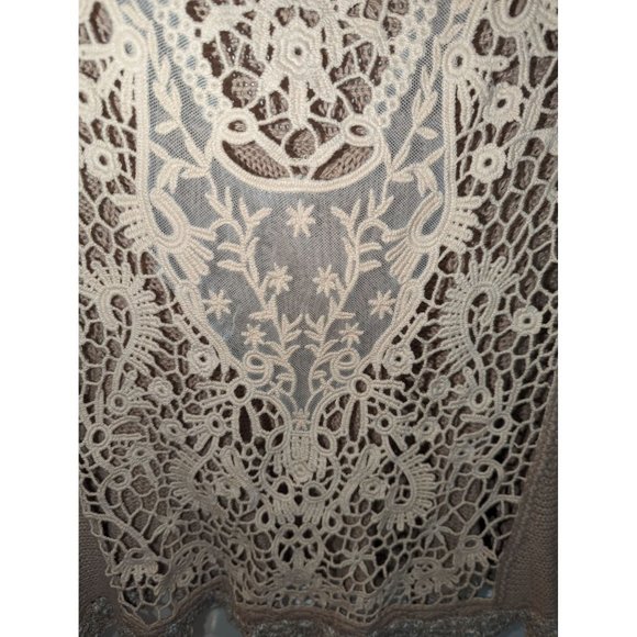 NWOT Free People Knit Cream Medium Oversized T-shirt Sweater with Lace - Picture 4 of 10